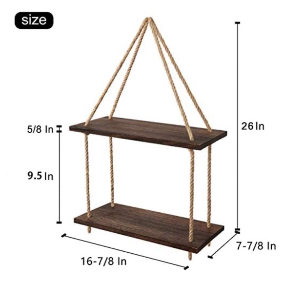 Wood & Rope Hanging Shelf - Picture 7 of 8